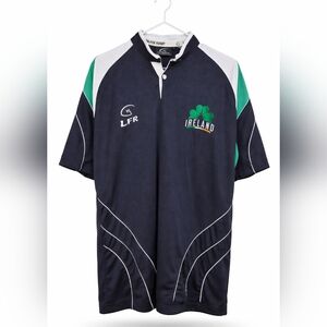 LF Men's Navy Rugby Shirt with Green and White Accents